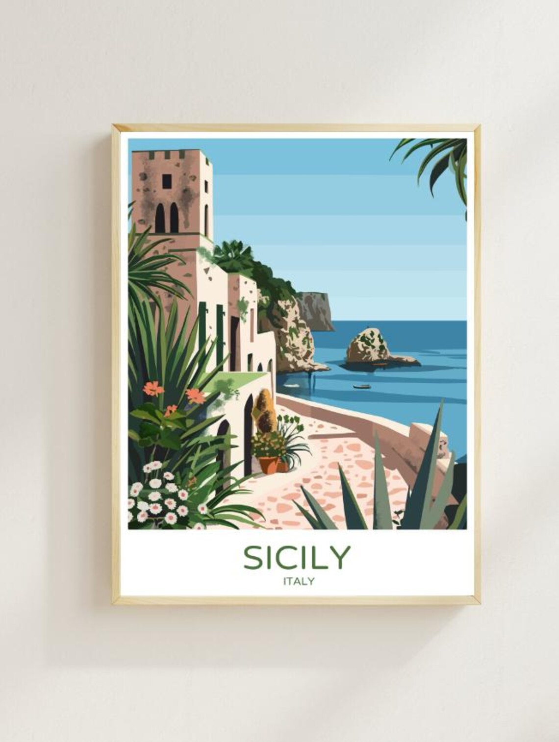 Sicily Italy Travel Postermediterranean Island Wall Art Coastal Landscape Print Italian Seaside Decor Europe Travel Gift Nature Scene Art