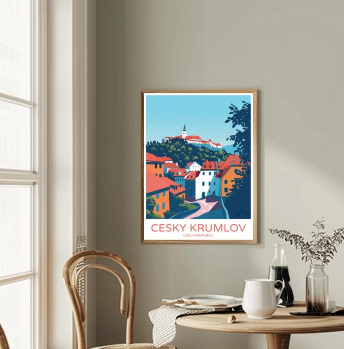 Cesky Krumlov Czech Republic Travel Poster Castle Old Town View Art - Image 2