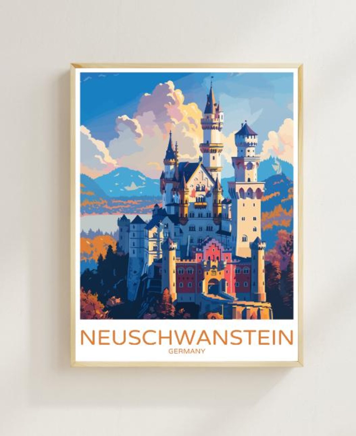 Neuschwanstein Castle Bavaria Fairytale Towers Germany Travel Poster