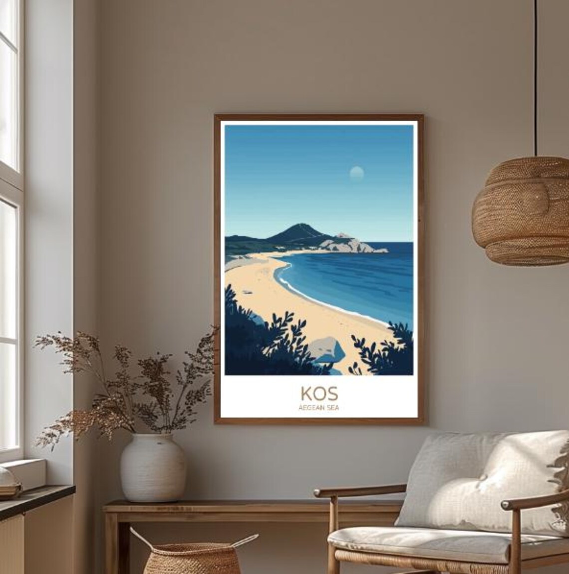 Kos Aegean Sea Golden Beach Island Coast Vintage Travel Poster - Image 3