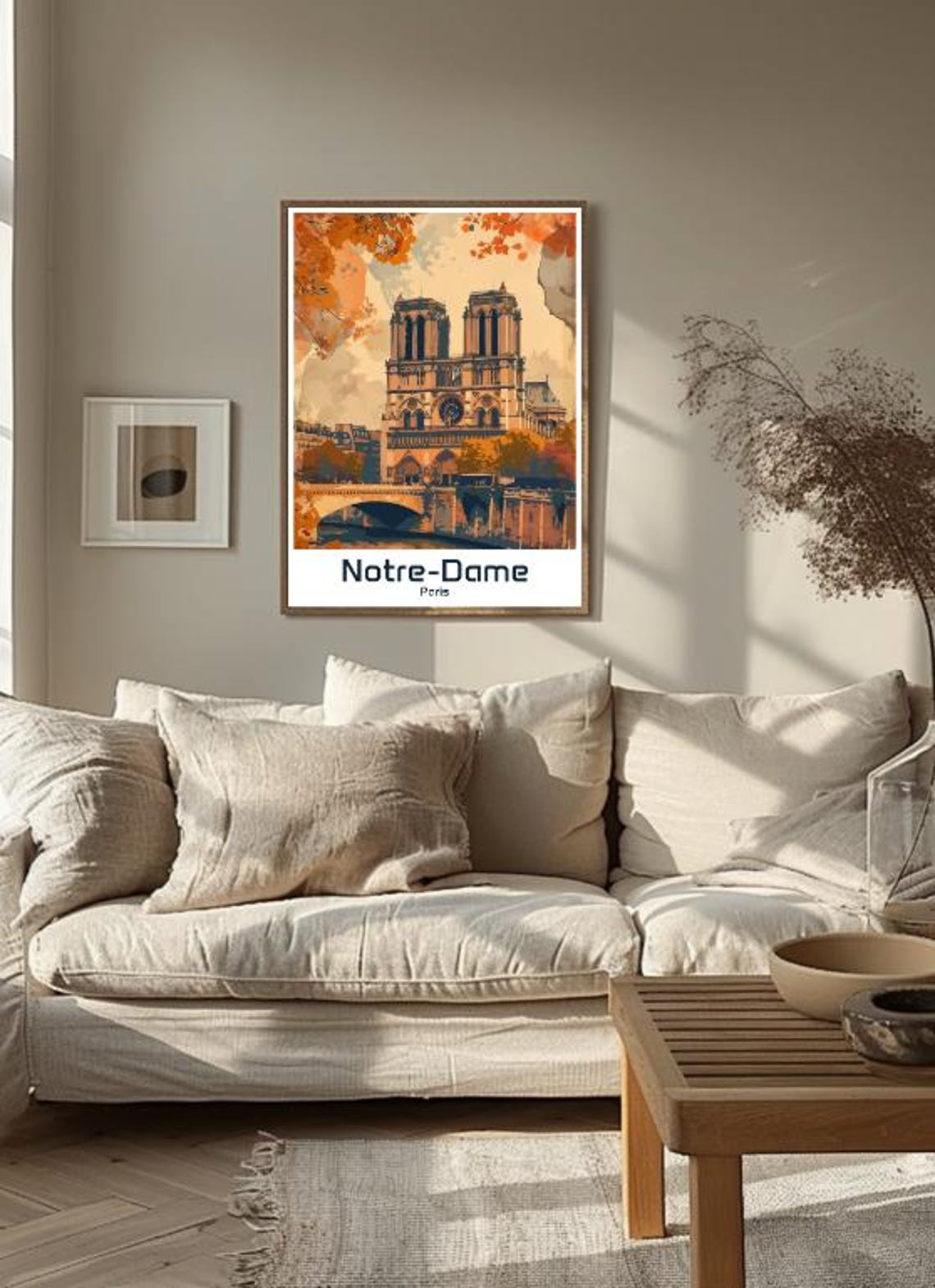 Notre Dame Paris Gothic Cathedral Autumn River Vintage Travel Poster - Image 3