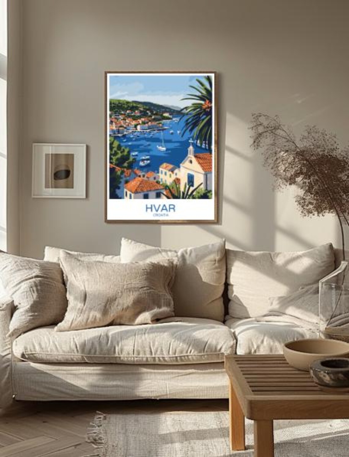 Hvar Croatia Harbor Boats Adriatic Sea Vintage Travel Poster - Image 2