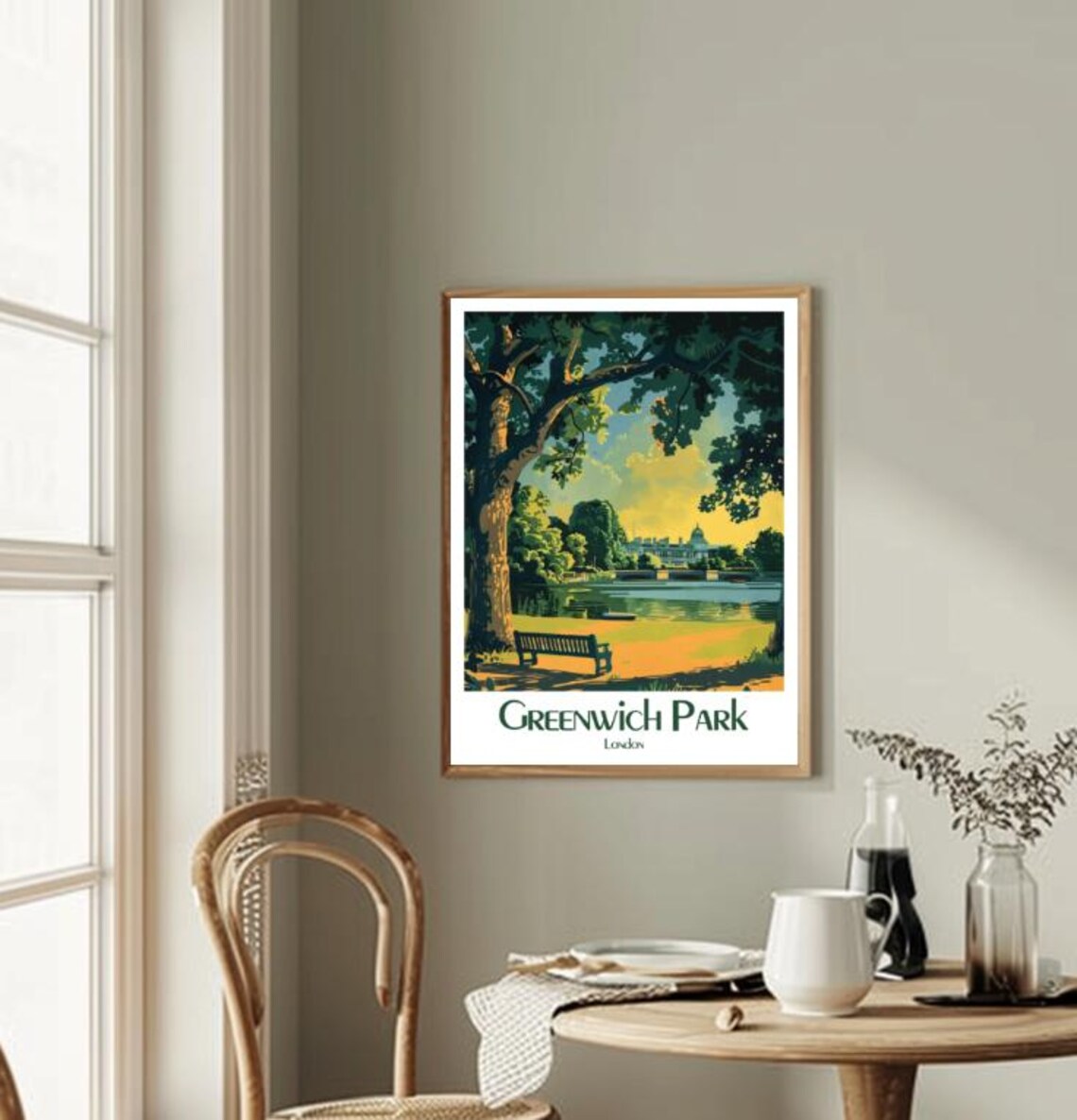Greenwich Park London Serene Lakeside Travel Poster Vintage Art - Image 2