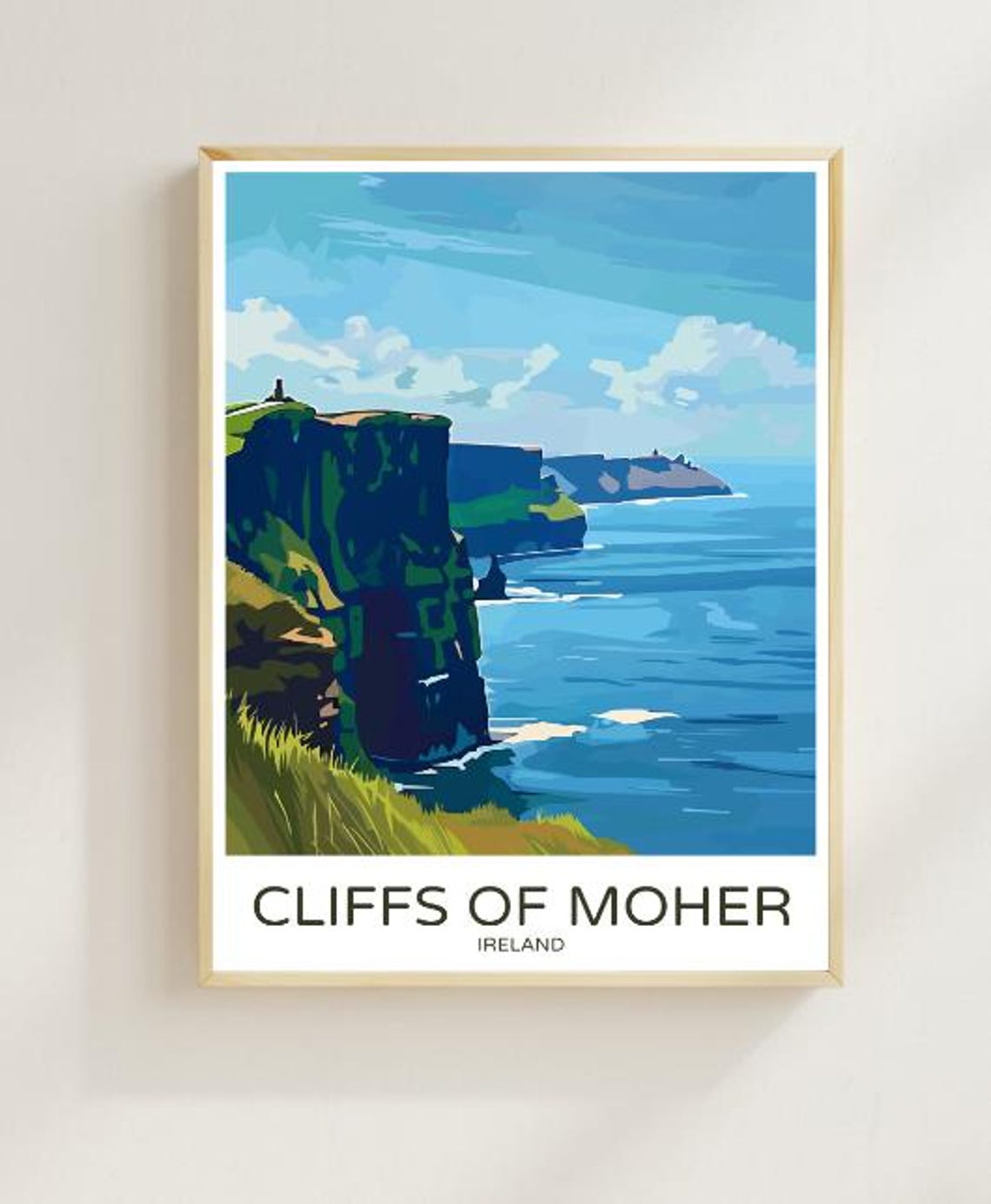 Cliffs Of Moher Ireland Travel Poster Dramatic Coastal Cliffs Art