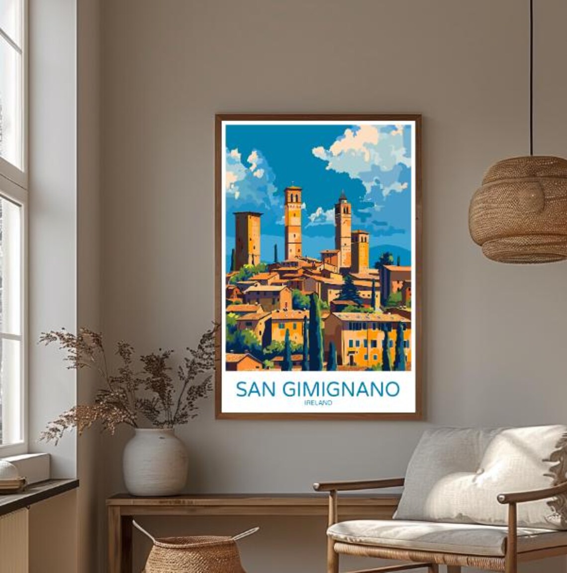 San Gimignano Hill Town Medieval Towers Illustration Travel Poster - Image 3