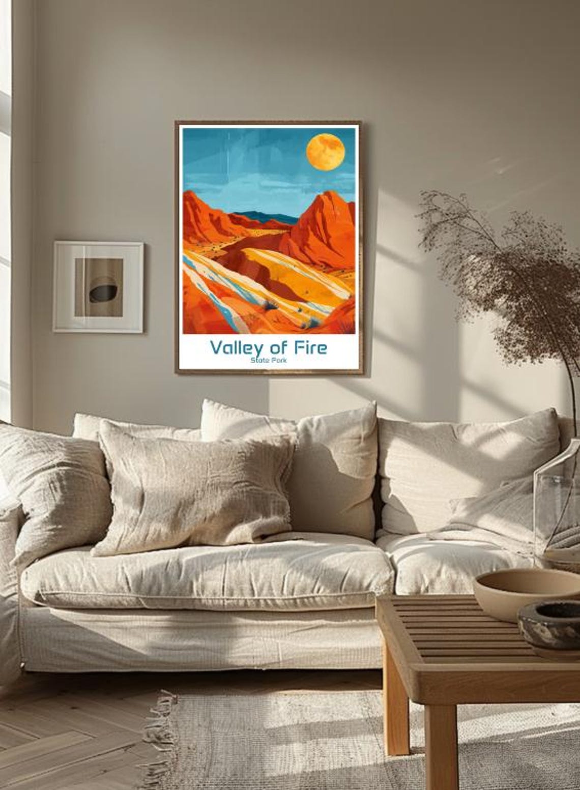 Valley of Fire State Park Travel Poster Red Desert Moon Landscape Decor - Image 3