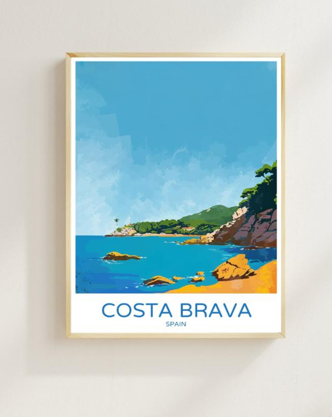 Costa Brava Spain Turquoise Cove Beach Sunny Coastline Travel Poster