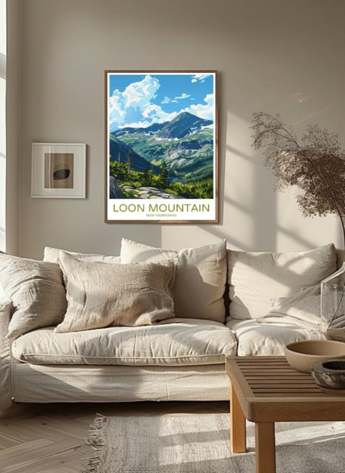 Loon Mountain New Hampshire Snow Peaks Evergreen Pines Mountain Poster - Image 3