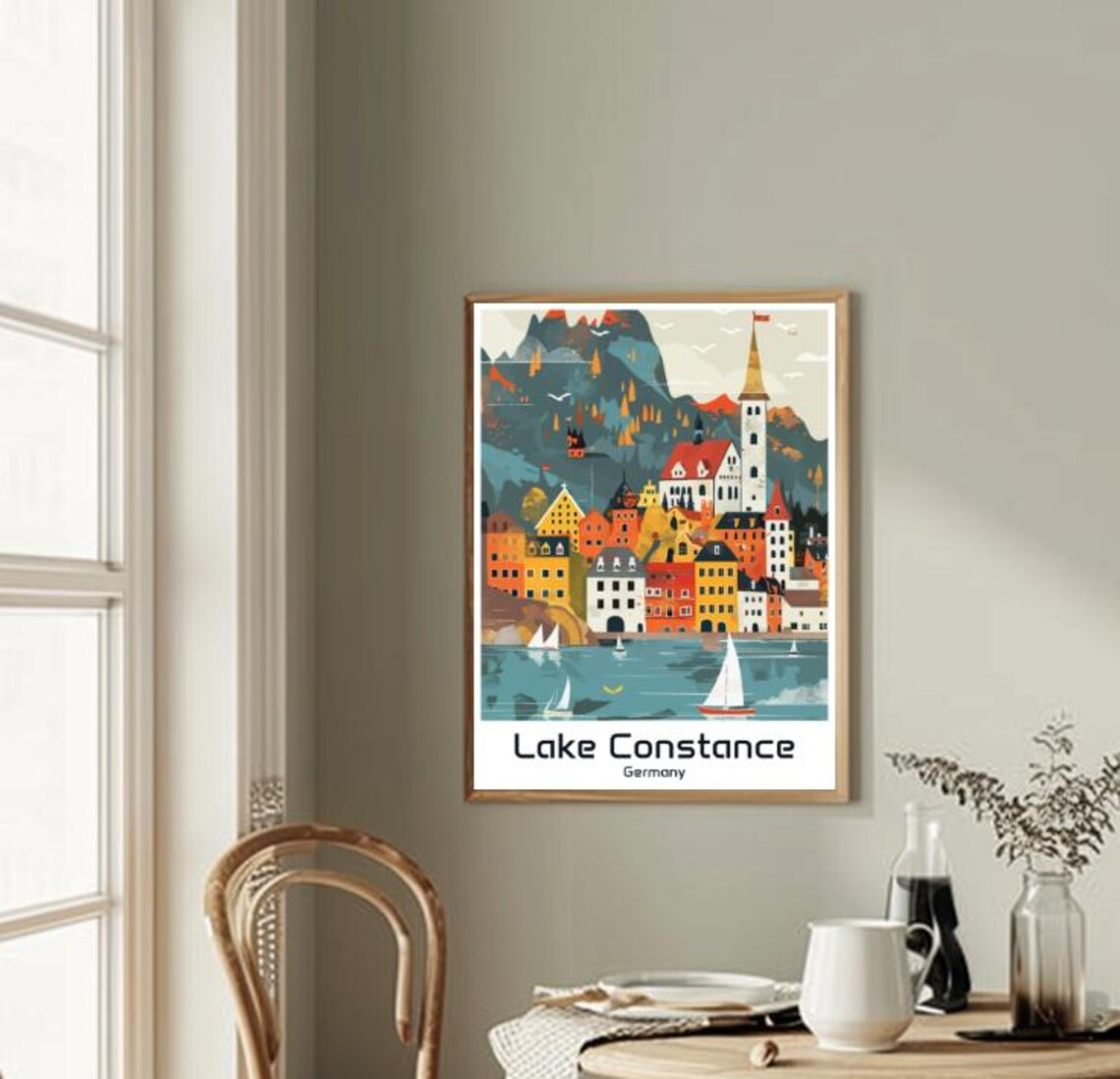 Lake Constance Germany Lakeside Town Sails Illustration Travel Poster - Image 2