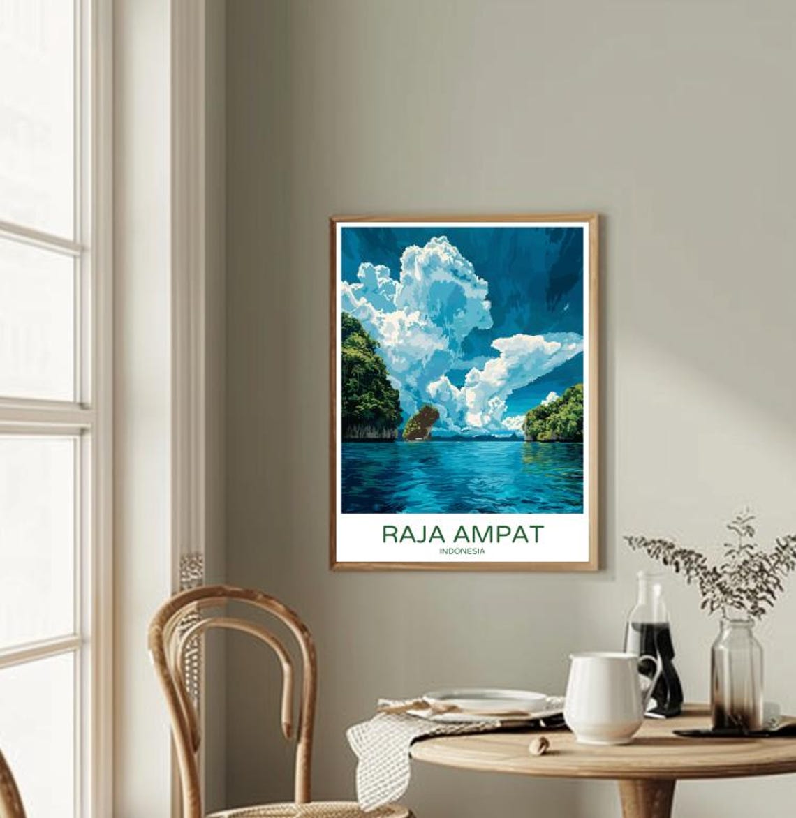 Raja Ampat Indonesia Limestone Islets Turquoise Seascape Travel Poster - Image 2