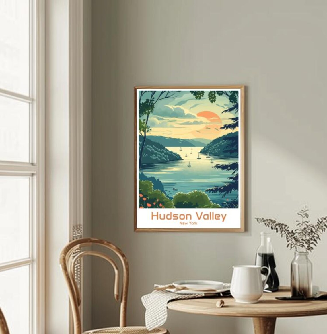 Hudson Valley New York Sailboats Sunset River Scenic Travel Poster - Image 2