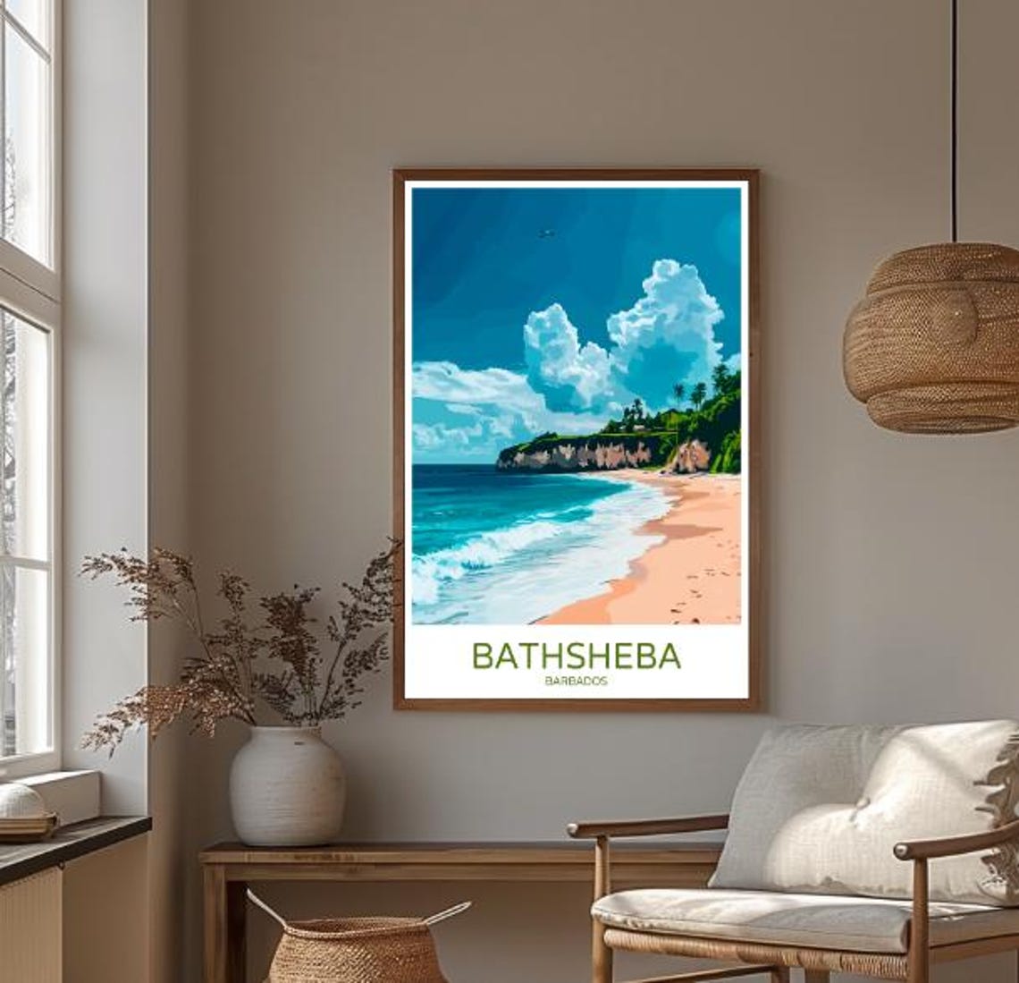Bathsheba Barbados Tropical Beach Cliffs Vintage Travel Poster - Image 3