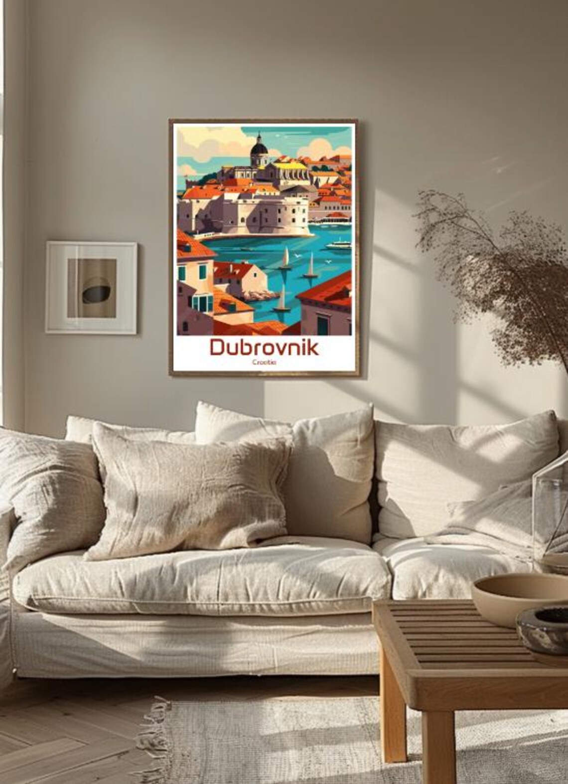 Dubrovnik Croatia Old Town Harbor Sailboats City Walls Travel Poster - Image 3