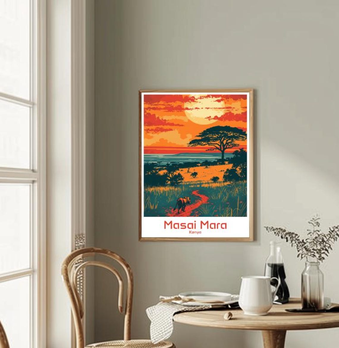 Masai Mara Kenya Safari Lion Sunset Savanna Vintage Travel Poster - Image 2