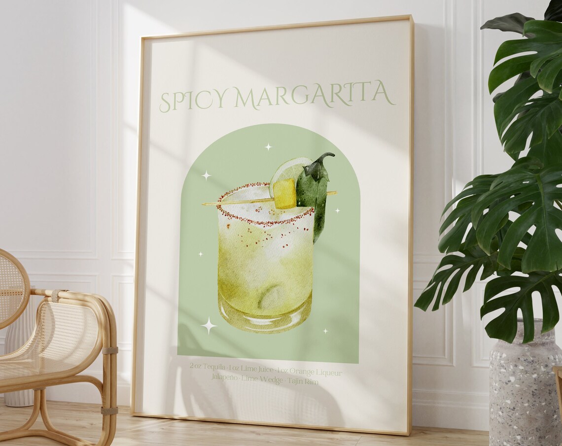 Spicy Margarita Cocktail Print, Trendy Kitchen Poster