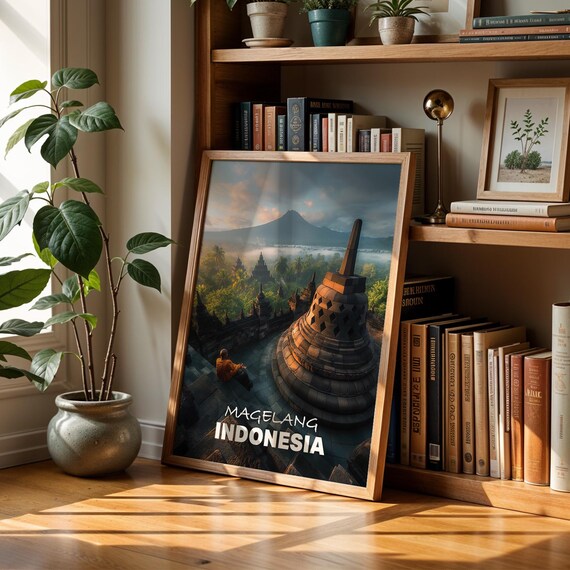 Borobudur Temple Print Vibrant Indonesia Cityscape Wall Art