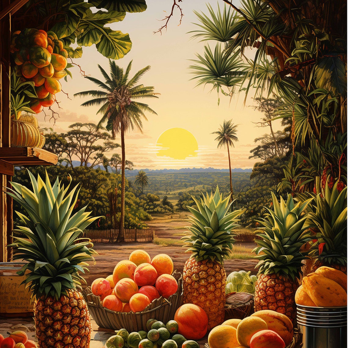 Dole Plantation Hawaii Pineapple Tropical Fruit Vintage Travel Poster - Image 4