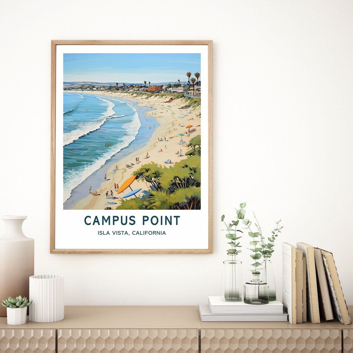 Campus Point Isla Vista California Surf Beach Travel Art Poster - Image 3
