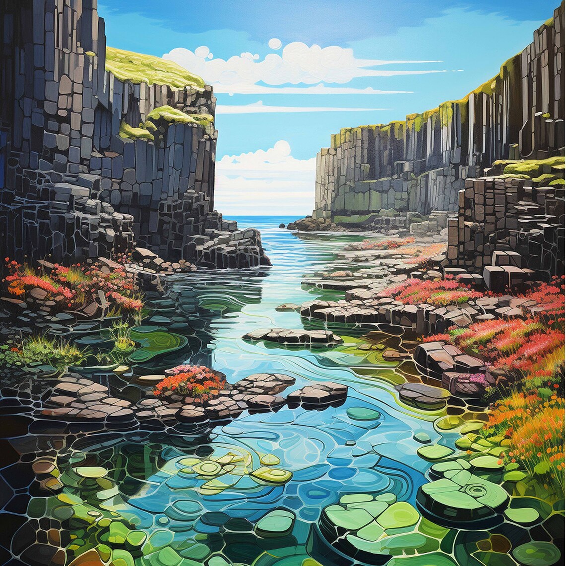 Isle of Staffa Scotland Basalt Sea Caves Coast Travel Poster - Image 4