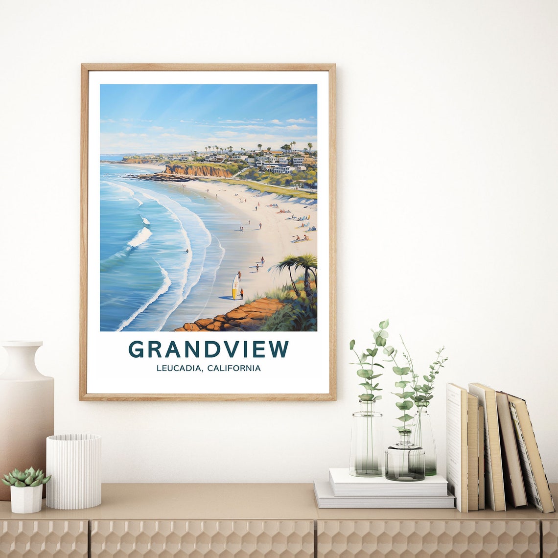 Grandview Leucadia California Coastal Surf Beach Travel Poster - Image 3