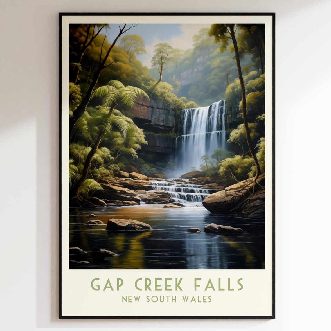 Gap Creek Falls New South Wales Forest Waterfall Travel Poster
