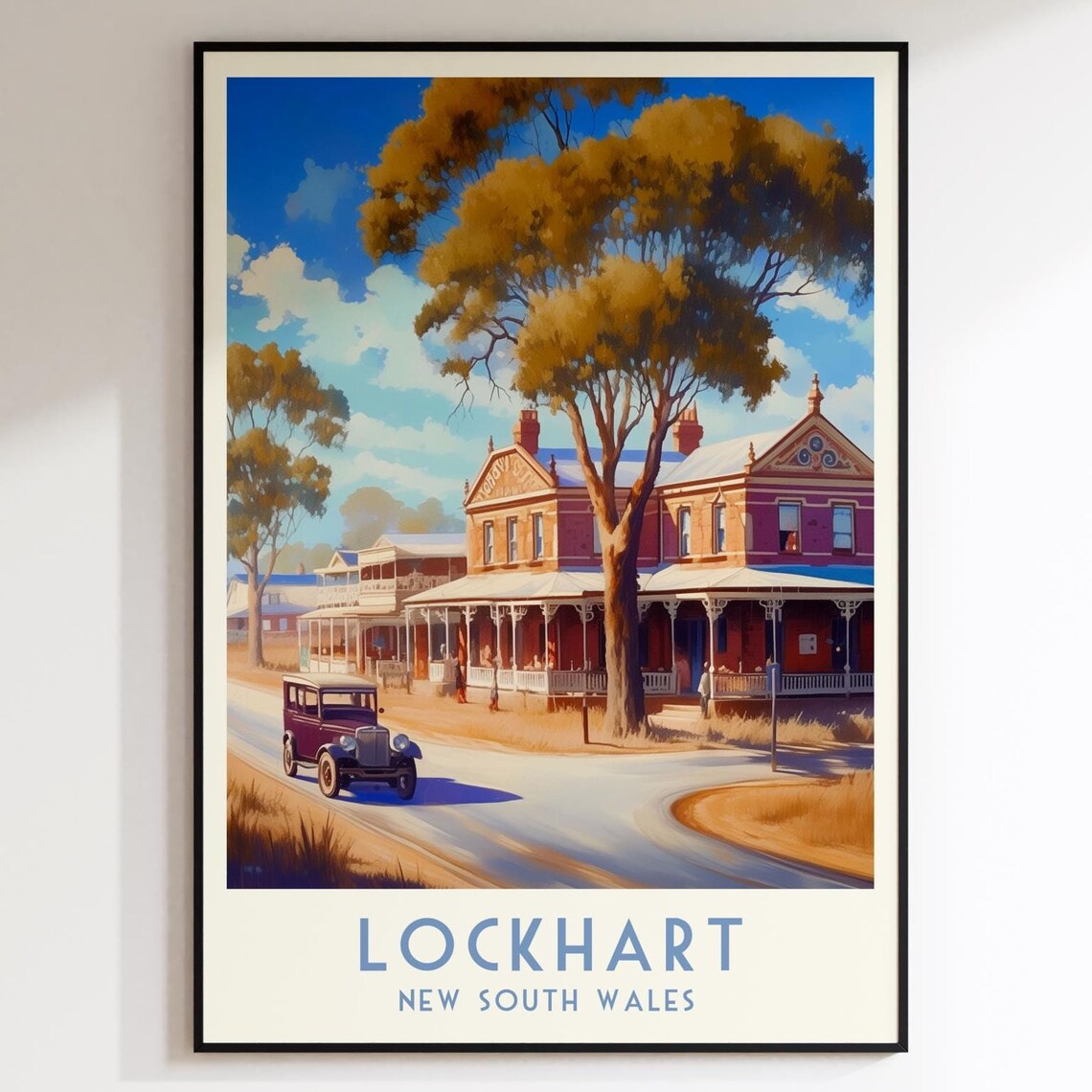 Lockhart New South Wales Historic Hotel Vintage Travel Poster