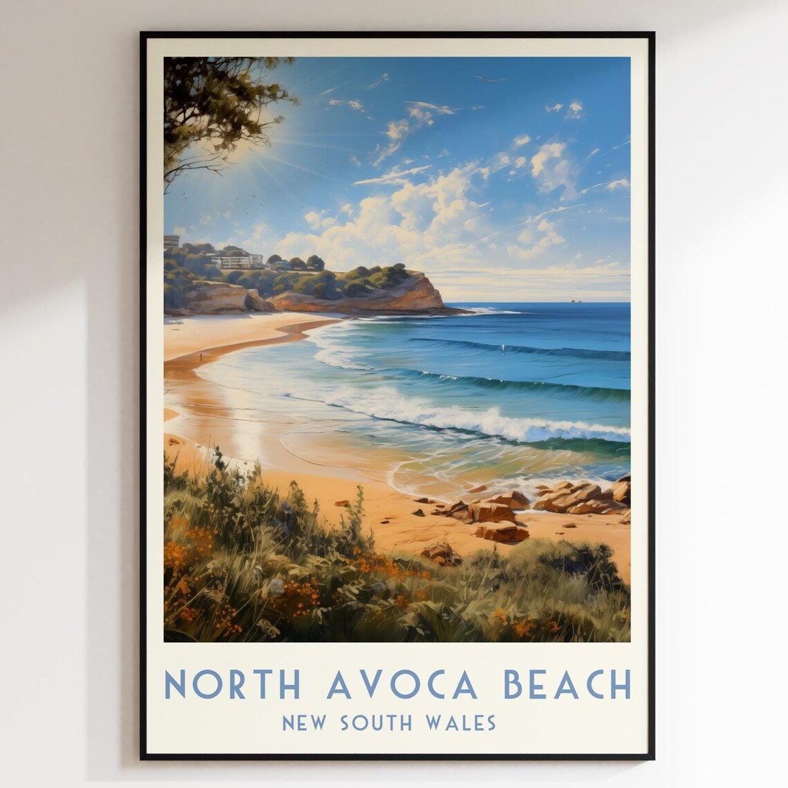 North Avoca Beach Surf Headland New South Wales Travel Poster