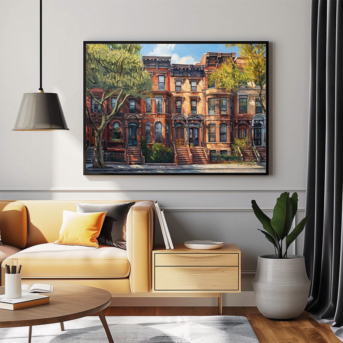 Mid-Century Cityscape Art Print, Colorful Poster - Image 2