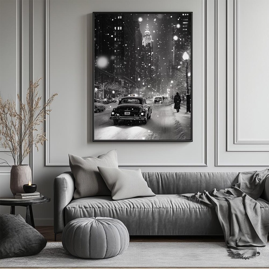 Vintage Winter Cityscape Poster, New York Travel Print - Image 3