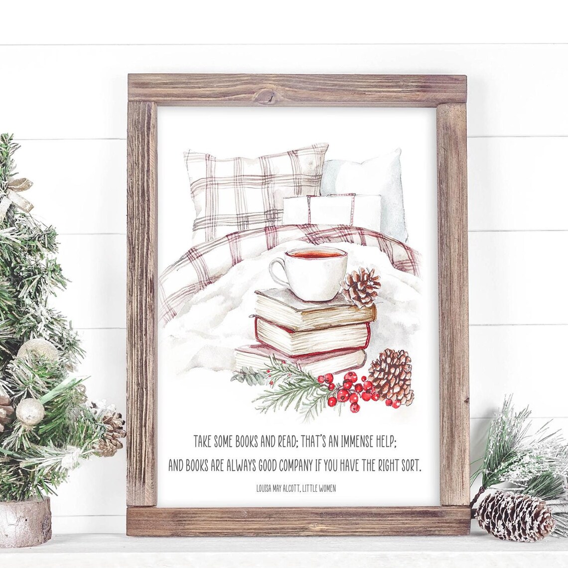 Little Women Reading Quote Watercolor Books Tea Cozy Library Nook Poster - Image 2