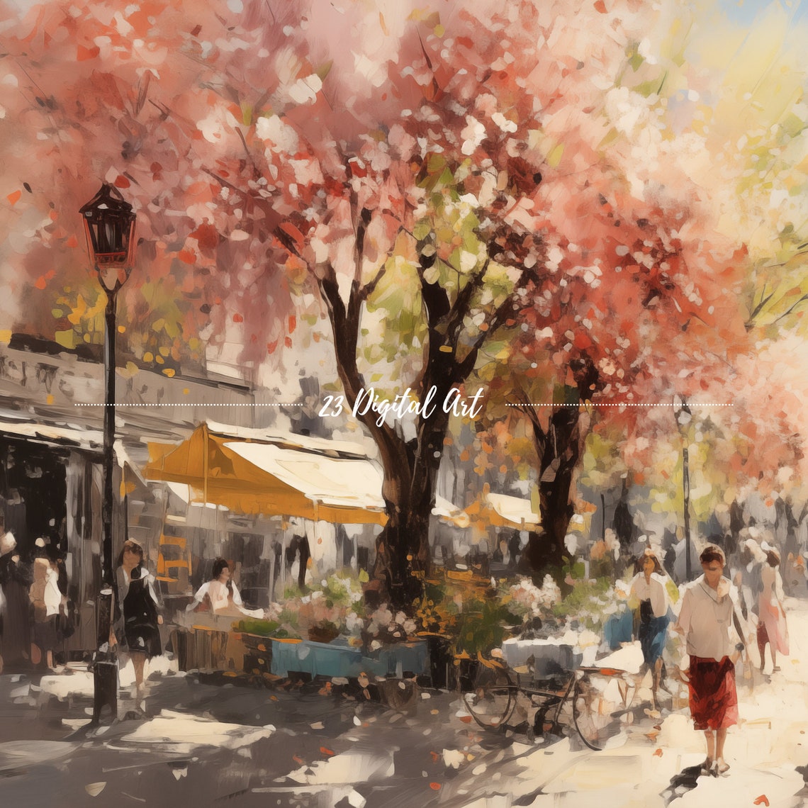 Frame Tv Art Rustic Oil Painting Of Sunday Market In The City Beautiful Summer Botanical Frame Tv Art Frame Tv Art 084 - Image 7