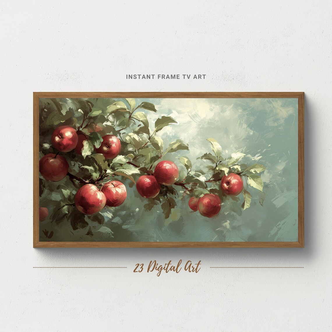 Rustic Red Apples Orchard Branch Harvest Oil Painting Art Print