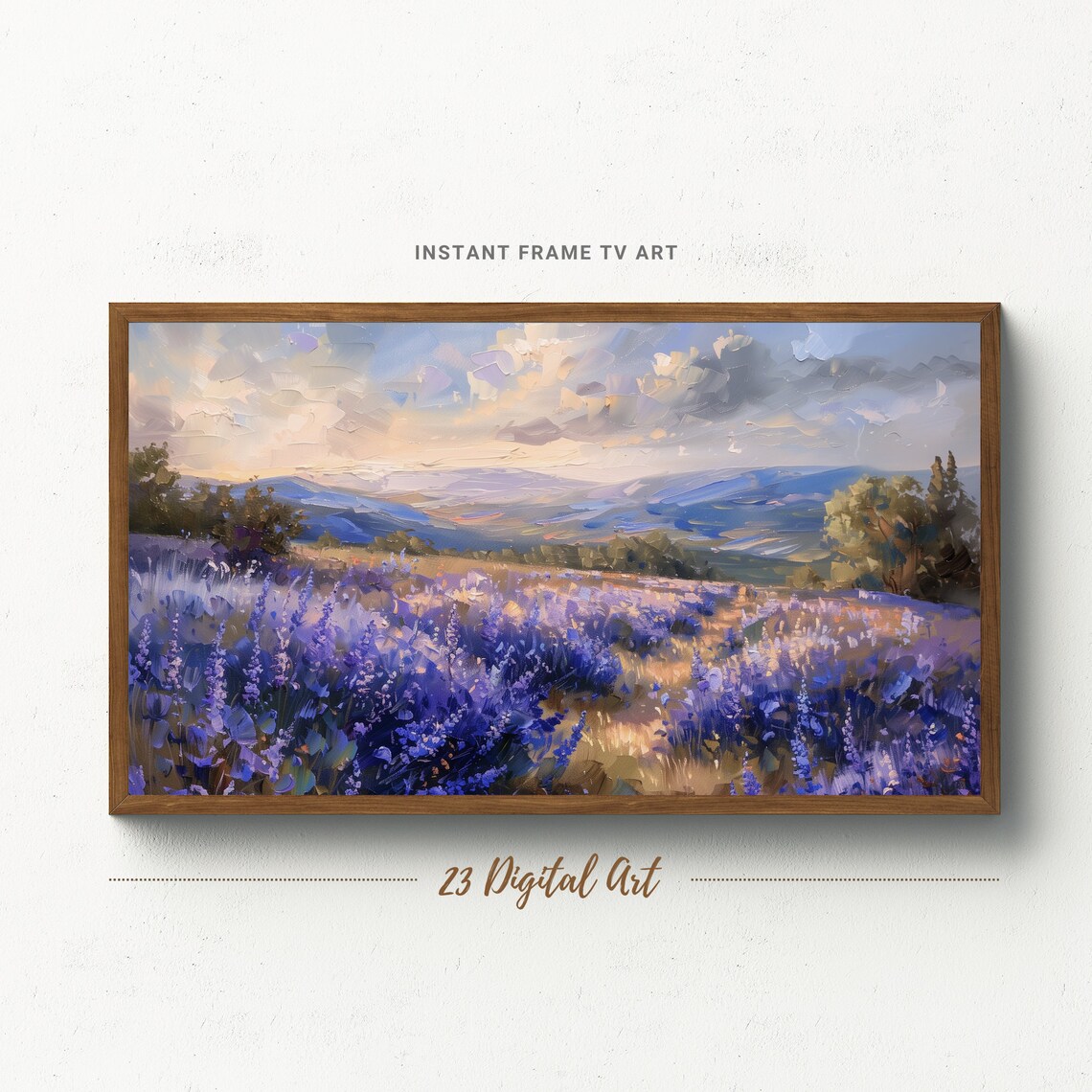 Lavender Field Sunset Purple Blooms Rolling Hills Frame TV Art Poster