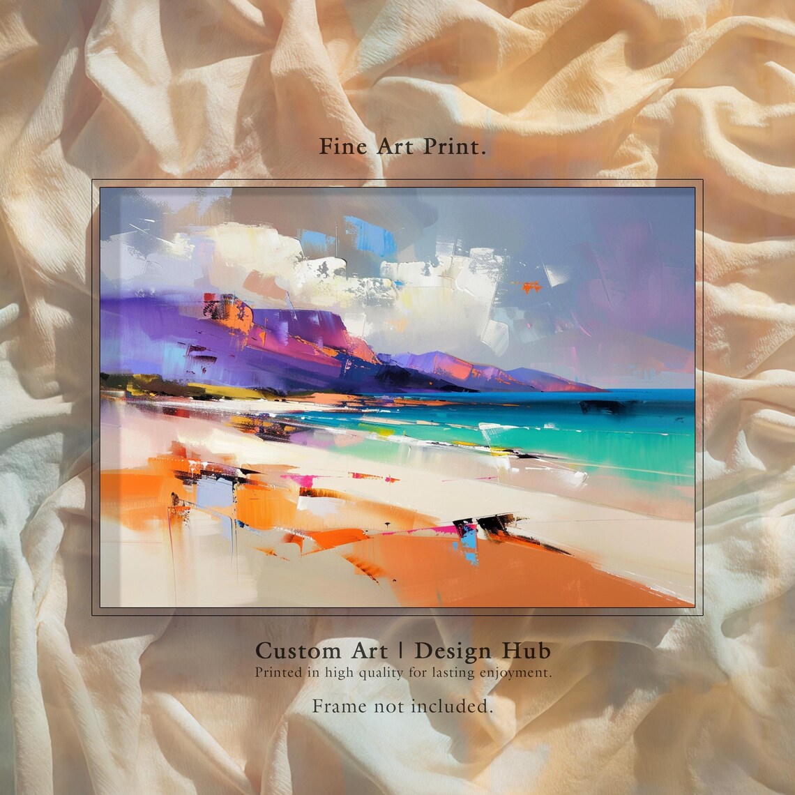 Coastal Mountain Seaside Abstract Impressionist Fine Art Landscape Poster