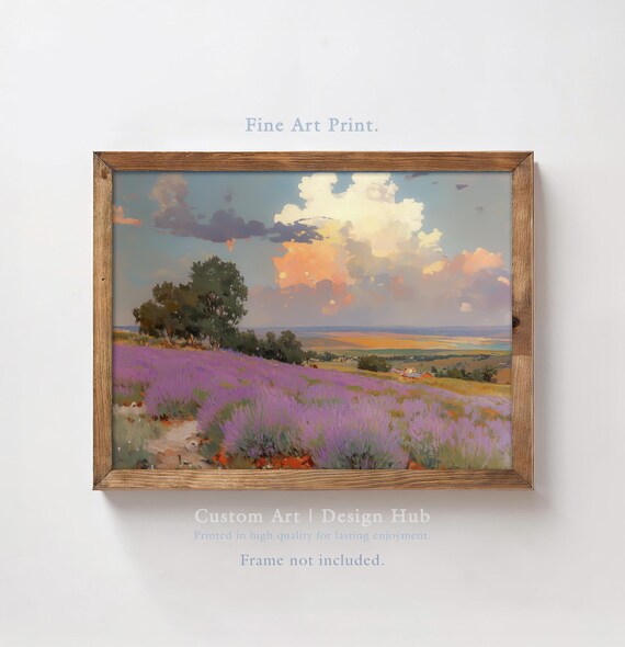 Lavender Hills Sunset Dramatic Clouds Purple Landscape Wall Art