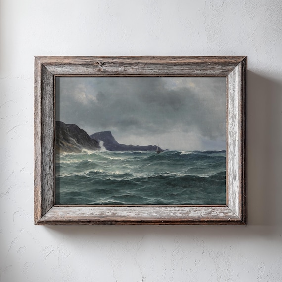 Stormy Sea Landscape Art Print, Dramatic Ocean