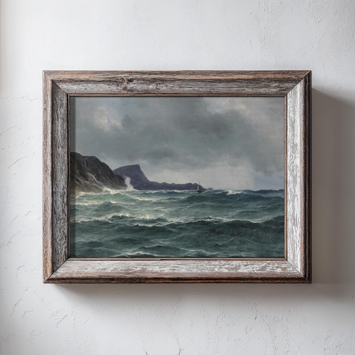 Stormy Sea Landscape Art Print, Dramatic Ocean