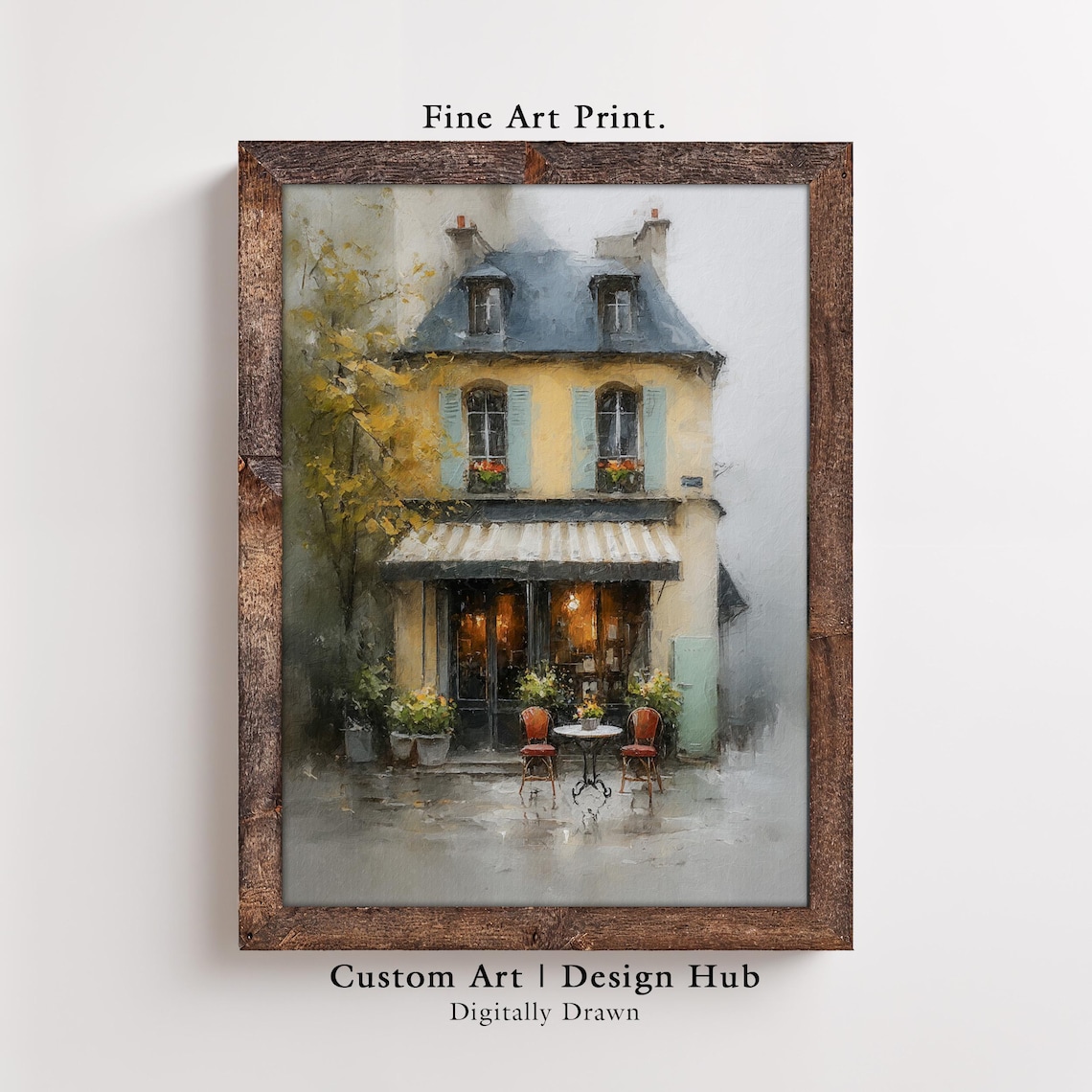 Charming Parisian Cafe Bistro Vintage French Street Scene Art Print