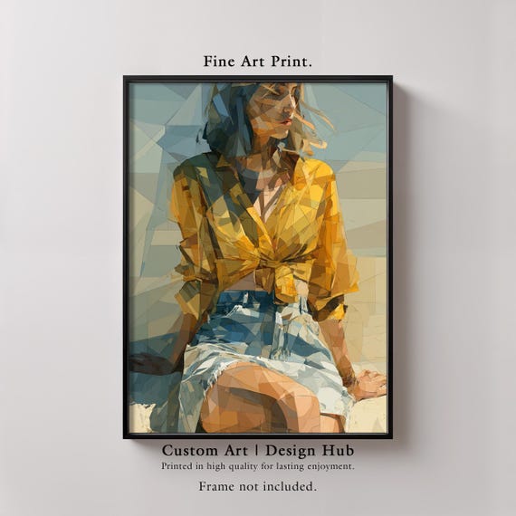 Geometric Woman Portrait Print Abstract Polygonal Art Modern Home Decor