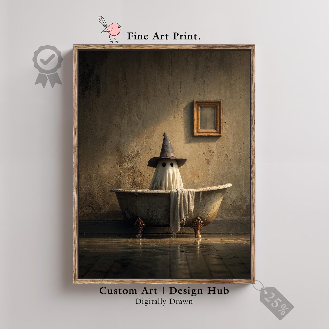 Halloween In Bathtub Spooky Gothic Bathroom Art