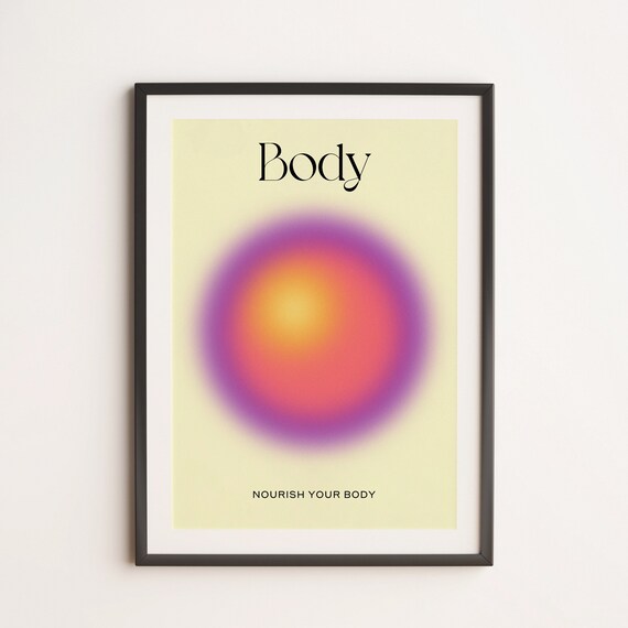 Nourish Your Body Sunset Aura Gradient Minimal Wellness Wall Art
