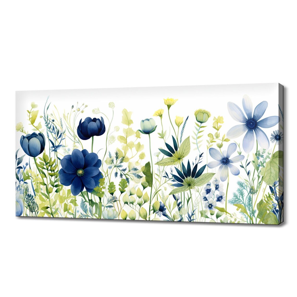 Spring Wildflowers Meadow, Modern Watercolor Art Print