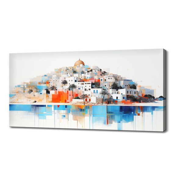Ibiza Island Cityscape Watercolour Print Spain Skyline Hanging Wall Art Handmade Fine Art Print Home Office Decor Travel Gift
