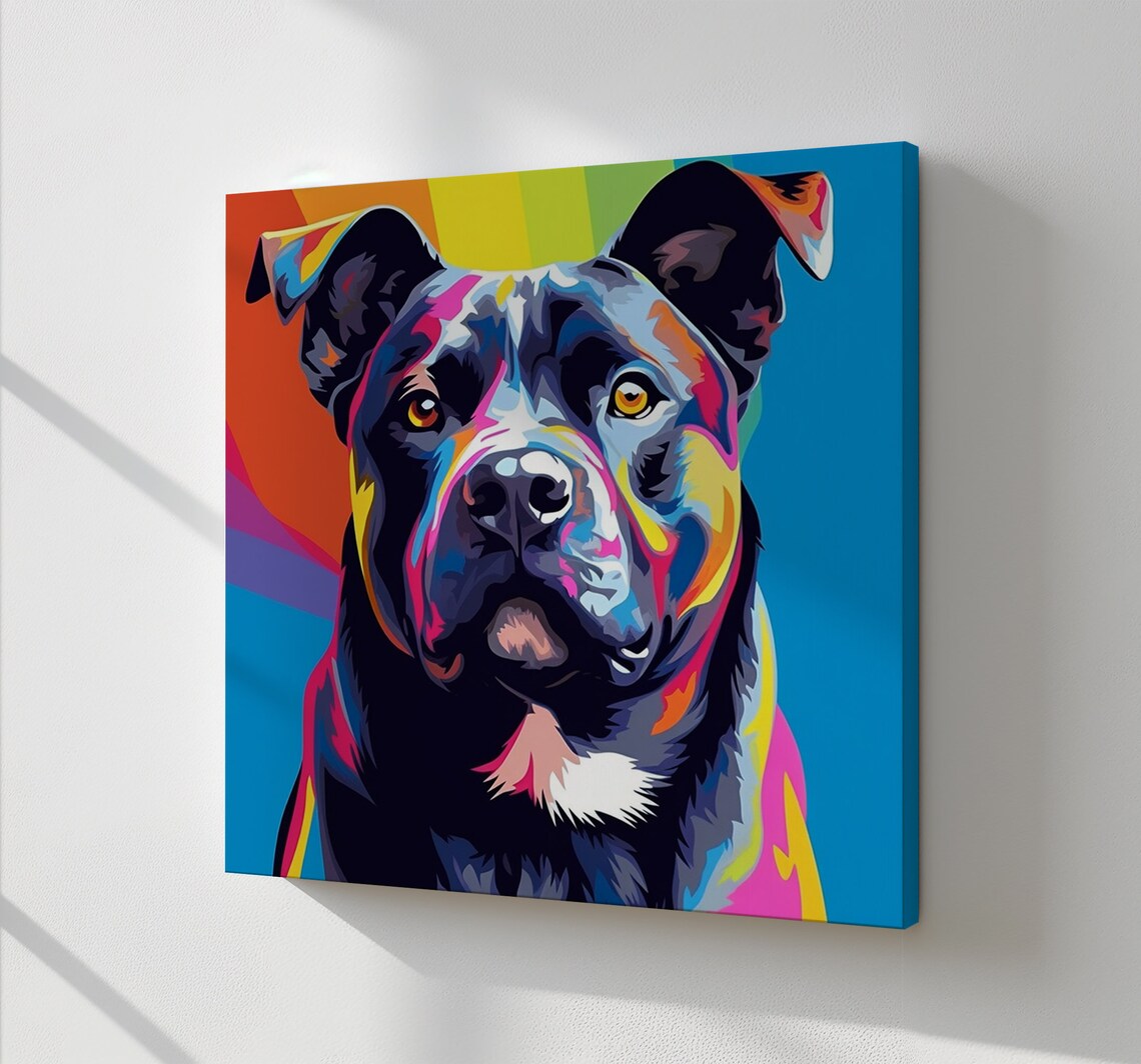 Staffordshire Bull Terrier Pop Art Colourful Dog Portrait Poster - Image 2