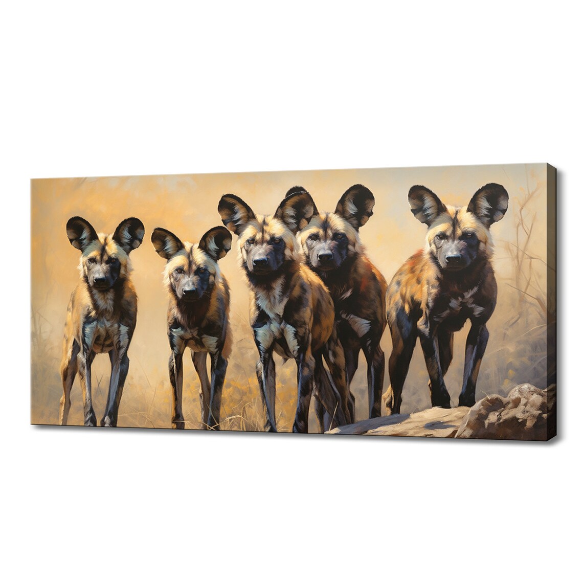 African Wild Dog Family Standing Safari Wildlife Wall Poster