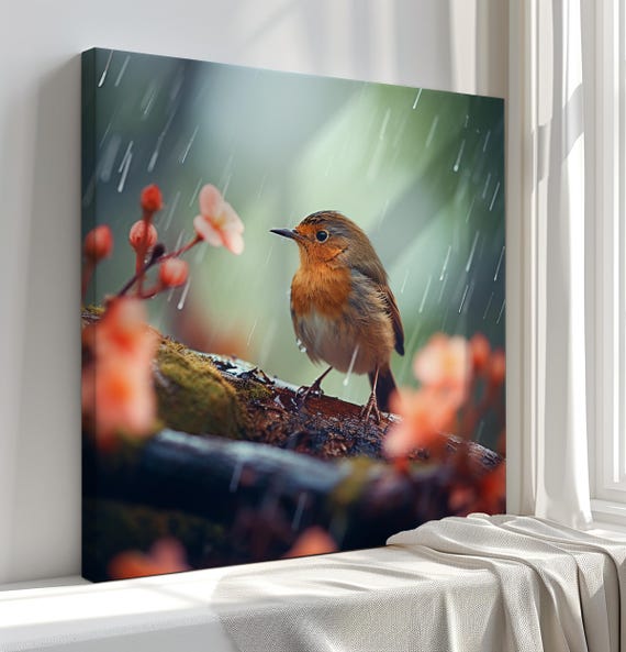Robin Bird Wild Life Print Autumn Forest Wall Art Cute Animal Photography For Home Decor Nature Lovers