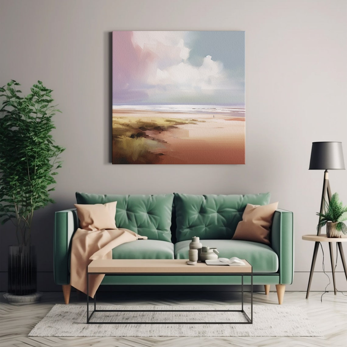 Abstract Minimalist Coastal Seascape Pastel Beach Art Poster - Image 2