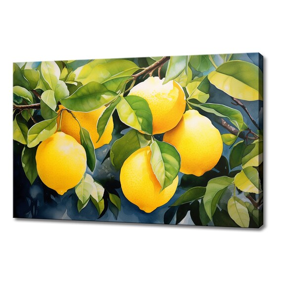 Yellow Lemon Fruits Watercolour Painting Print Fruits Lover Gift Kitchen Restaurant Wall Art Print Colourful Fruits Wall Decor