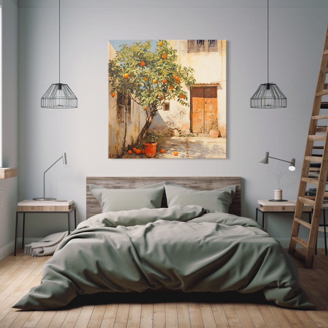 Orange Tree in Spanish Yard, Vintage Landscape Art Print - Image 4