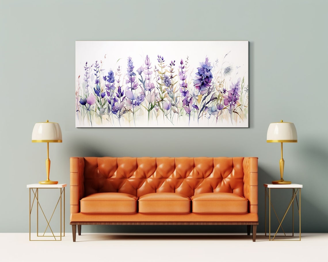 Lavender Spring Wildflowers Meadow Watercolor Art Print - Image 3